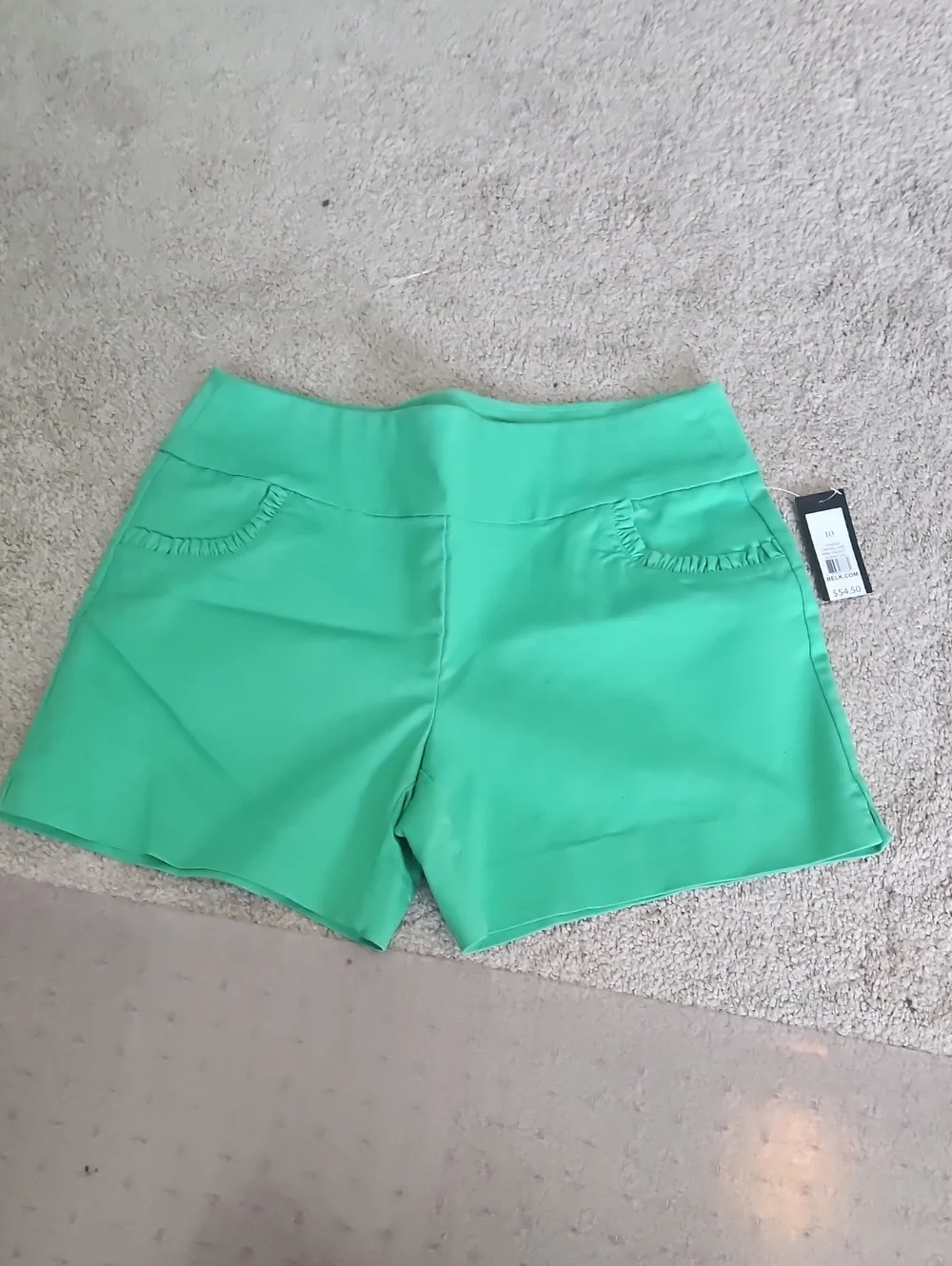 nwt womens sz 10 crown and ivy green lake pink palace sign. ruffled pockets
